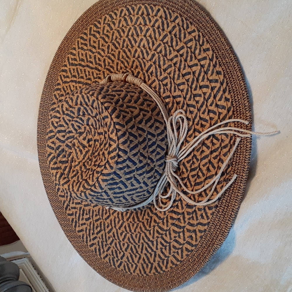 Panama Jack women's paper braid blue and tan designed five inch Brim sun…